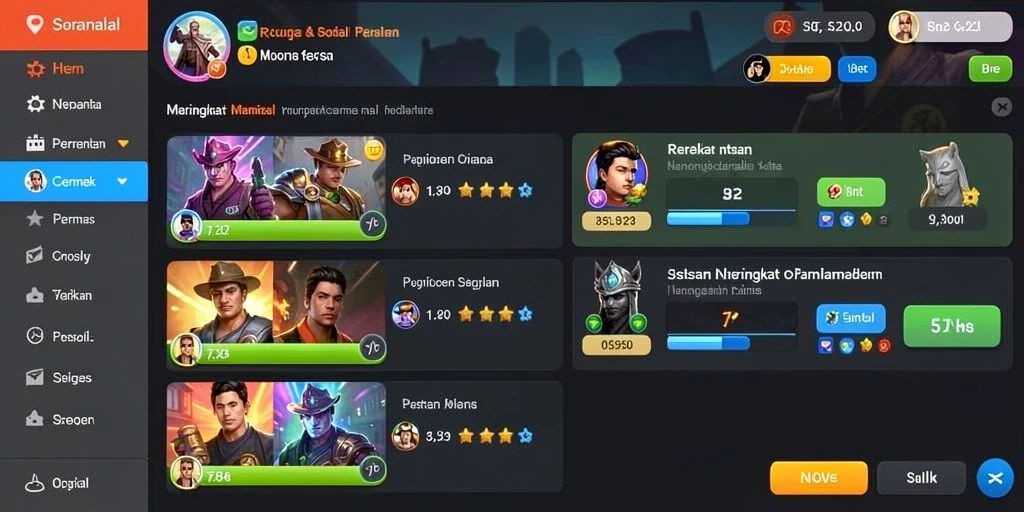 Tampilan karakter yang dinamis dan penuh warna.