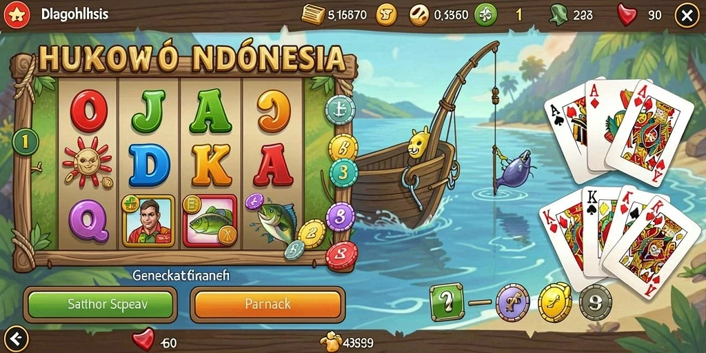 Screenshot menunjukkan permainan kartu remi yang sedang berlangsung.