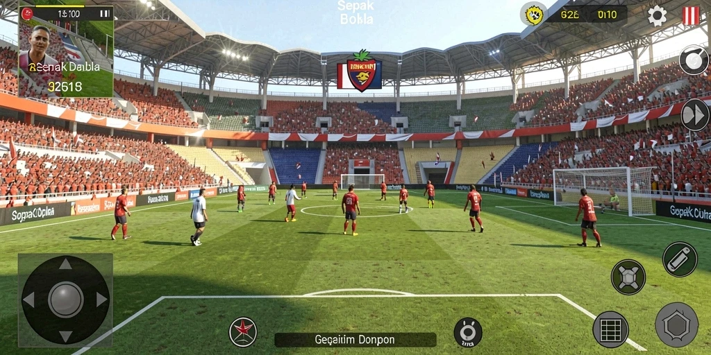 Screenshot menunjukkan karakter utama dalam aksi melawan musuh.