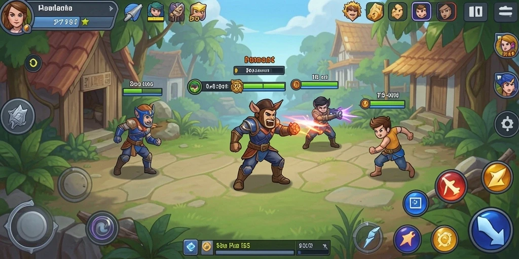 Screenshot menampilkan gameplay seru di level pertama.